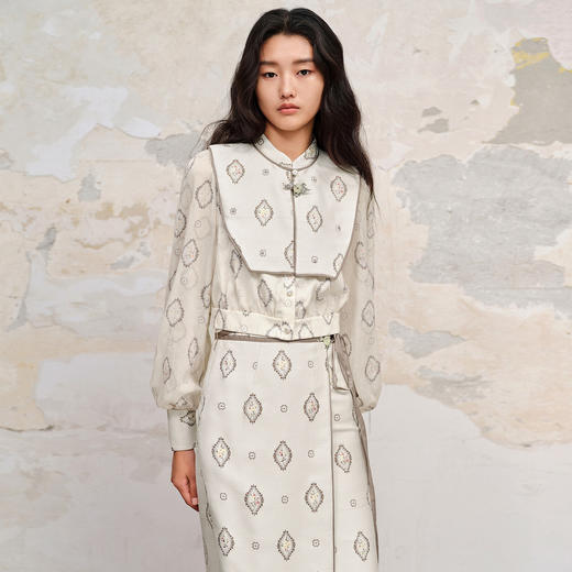 国风新中式衬衫长袖可拆卸衬衣修身上衣女 商品图0