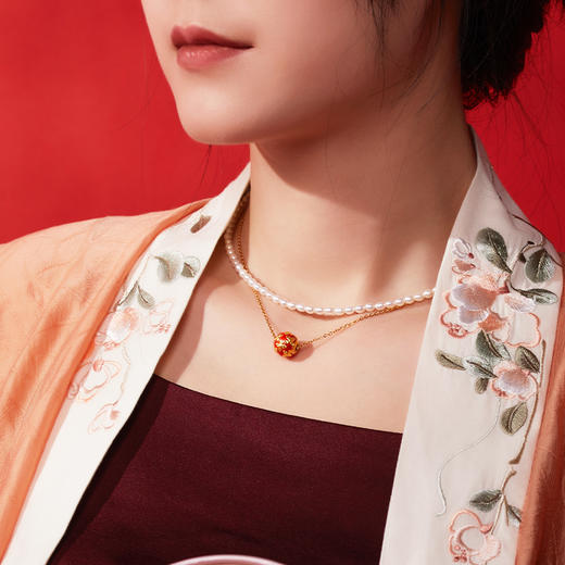 《无忧花开》吉祥圣花 看见花开 无忧无虑  足金 珍珠  十二朵金花合聚 一款三戴  送女神 送妈妈 送闺蜜 商品图1