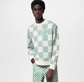 马户新款格纹套头圆领卫衣