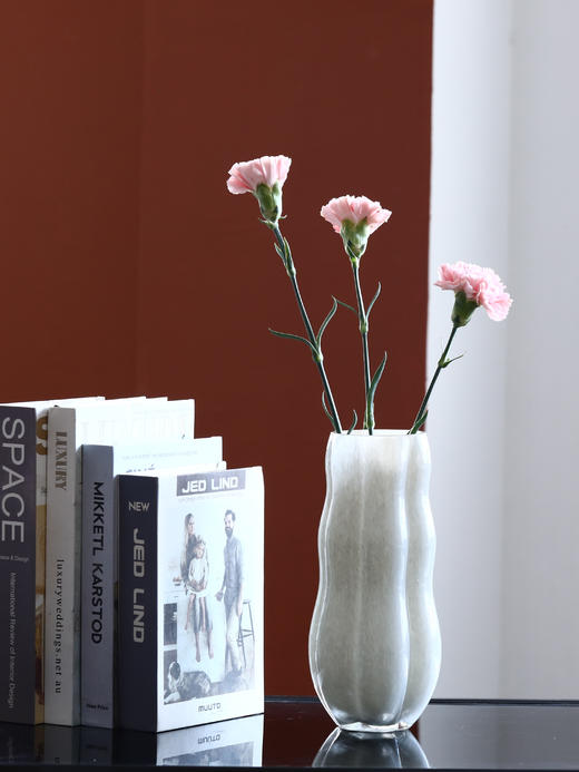 现代乳白色不规则玻璃花瓶摆件简约 商品图3