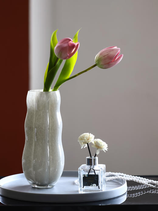 现代乳白色不规则玻璃花瓶摆件简约 商品图9