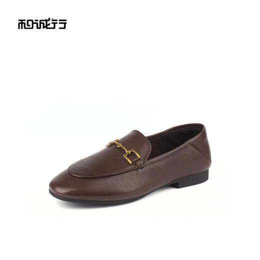 和诚行 2024秋冬新款复古英伦简约真皮平跟单鞋女鞋乐福鞋1200031 商品图1