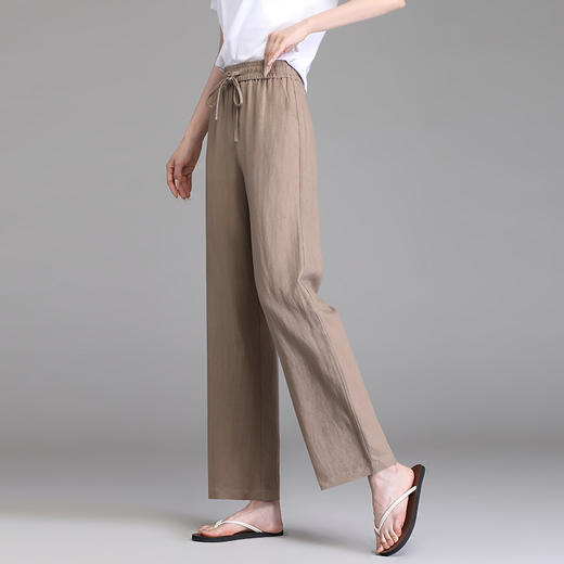 雀说棉麻阔腿裤新款宽松高腰显瘦休闲女裤AL27968 商品图3