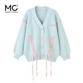 撞色绑带毛衣开衫M4232526