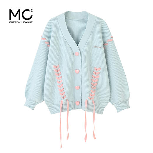 撞色绑带毛衣开衫M4232526 商品图0