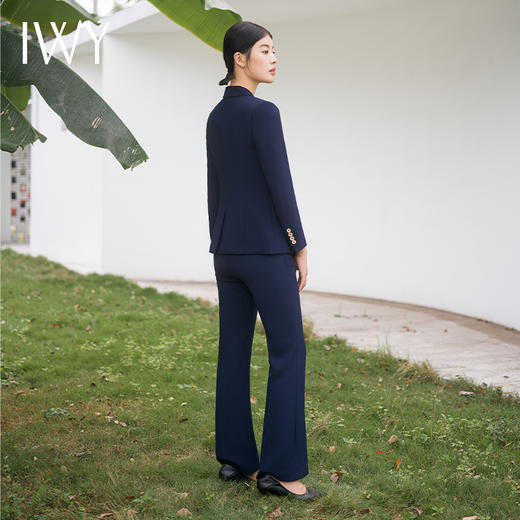IWY/时尚干练藏青色工作服气质售楼部白领正式场合西装套装微喇裤C11355+P31356 商品图3