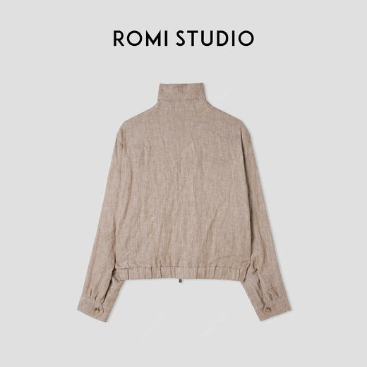 ROMI STUDIO“远山之间”100%亚麻立领收腰飞行员夹克外套 431W6038 商品图1