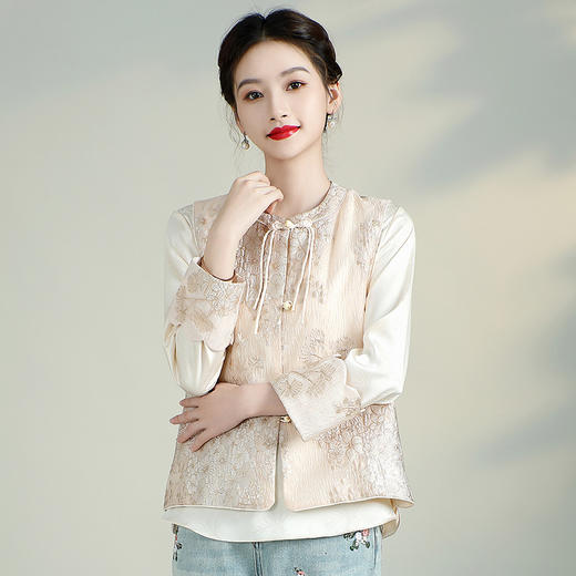 中国风提花织锦马甲，背心新中式复古流苏盘扣坎肩唐装上衣AYK-QF-240109 商品图1