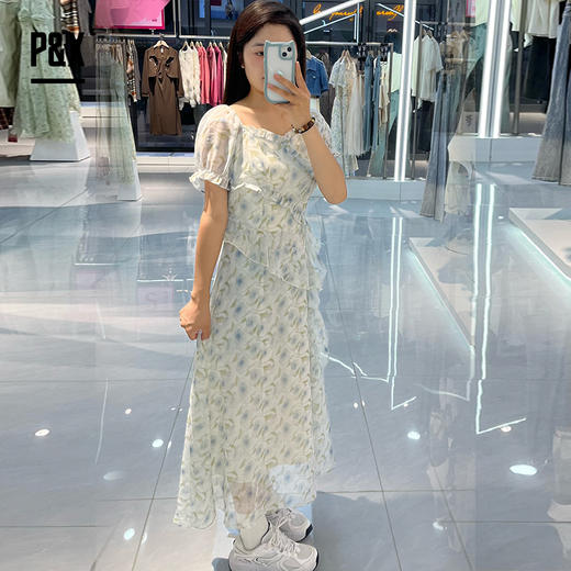 P&X设计师女装初恋夏季收腰温柔风连衣长裙碎花 824208220 花色 商品图1