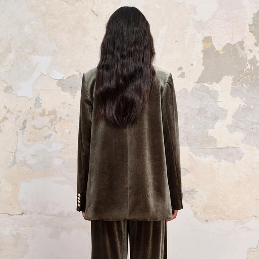 幽径绿廓形丝绒外套秋季通勤风西服上衣女 商品图4