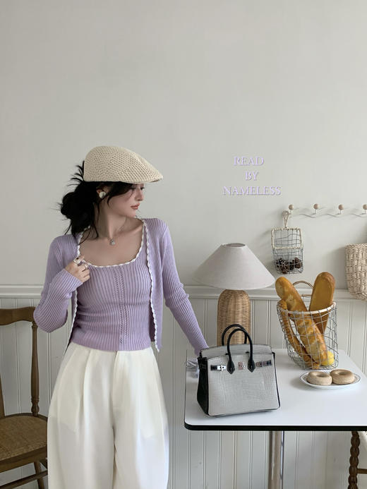 Read Nameless /100%莱赛尔冰爽紫色开衫2件套+白色西裤 商品图13