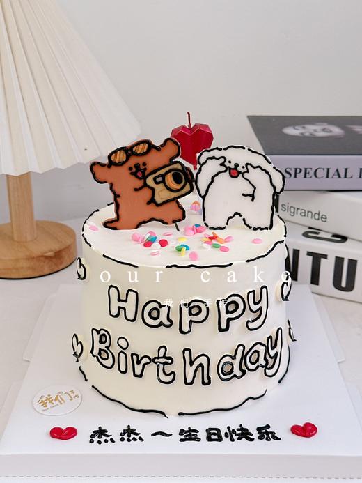 二次元漫画小女孩线条狗款手绘蛋糕 -低糖处理无添加 商品图3