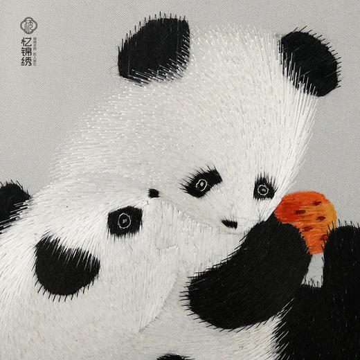 蜀绣滚滚红荔双熊猫非遗手工工艺 商品图2