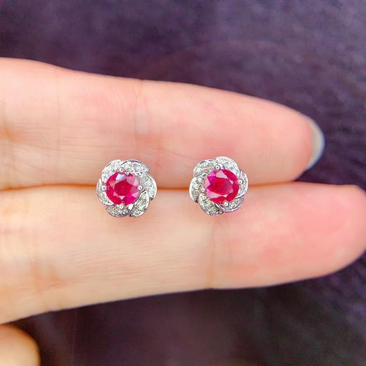 0.9ct 1.78g 红宝石耳钉 商品图2