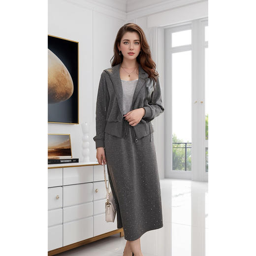 8/26奢姿大码女装2024秋冬减龄连帽设计休闲两件套胖妹妹炸街时尚套装9944960313 商品图4