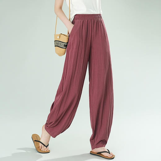 雀说新款大码宽松冰丝香蕉裤高腰显瘦休闲裤AL28632 商品图1