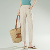 雀说棉麻裤女哈伦萝卜大码宽松高腰九分亚麻薄款直筒休闲裤子AL28589 商品缩略图2
