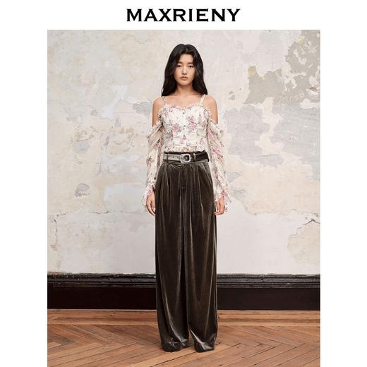 MAXRIENY2023秋季新款芳华系列丝绒套装阔腿裤(货号:MC88PA555) 商品图2