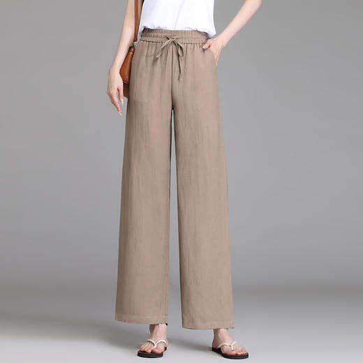 雀说棉麻阔腿裤新款宽松高腰显瘦休闲女裤AL27968 商品图5
