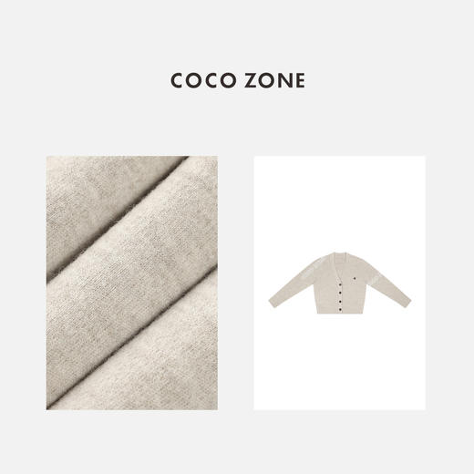 COCO ZONE时尚V领小左胸口袋单排扣针织开衫上衣24C10190 商品图2