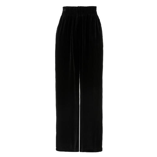 丁摩松紧高腰大码休闲裤女桑蚕丝真丝丝绒直筒长裤AL8516 商品图4