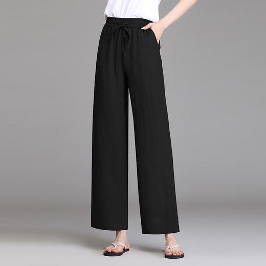 雀说棉麻阔腿裤新款宽松高腰显瘦休闲女裤AL27968 商品图6