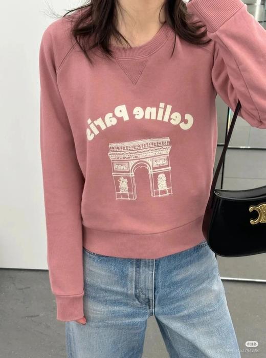 赛琳女士凯旋门粉色植绒印花卫衣 商品图1