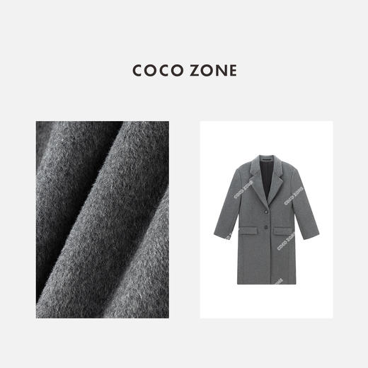 COCO ZONE 高级感女士翻驳领气质长款呢子外套CC2C1612 商品图2
