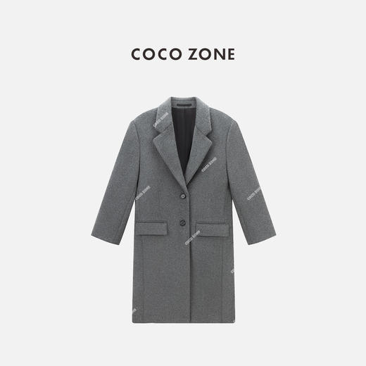 COCO ZONE 高级感女士翻驳领气质长款呢子外套CC2C1612 商品图0