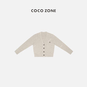 COCO ZONE时尚V领小左胸口袋单排扣针织开衫上衣24C10190