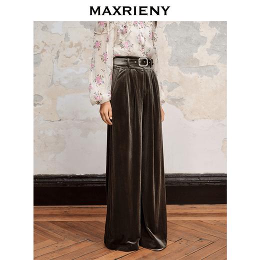 MAXRIENY2023秋季新款芳华系列丝绒套装阔腿裤(货号:MC88PA555) 商品图1