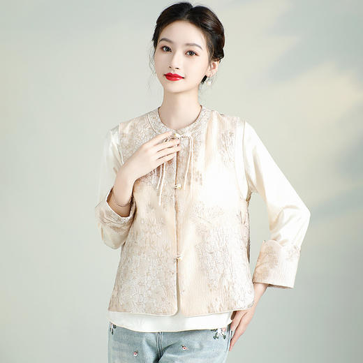 中国风提花织锦马甲，背心新中式复古流苏盘扣坎肩唐装上衣AYK-QF-240109 商品图2