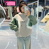 P&X设计师女装长袖连帽运动宽松套头短款卫衣 824117818 灰/绿 商品缩略图0