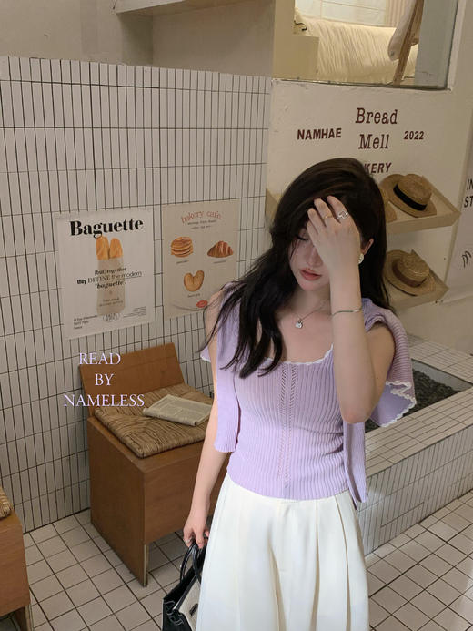 Read Nameless /100%莱赛尔冰爽紫色开衫2件套+白色西裤 商品图6