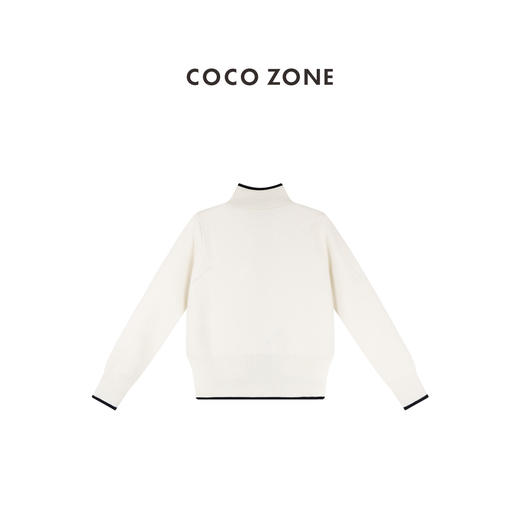 COCO ZONE 撞色立领针织开衫设计感百搭长袖上衣CC1C1944 商品图1