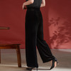 丁摩松紧高腰大码休闲裤女桑蚕丝真丝丝绒直筒长裤AL8516 商品缩略图3