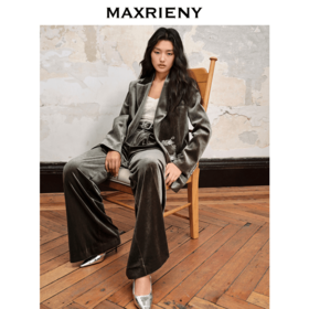 MAXRIENY2023秋季新款芳华系列丝绒套装阔腿裤(货号:MC88PA555)