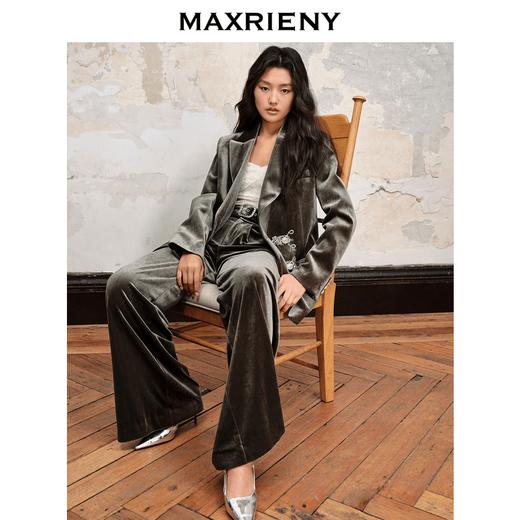 MAXRIENY2023秋季新款芳华系列丝绒套装阔腿裤(货号:MC88PA555) 商品图0