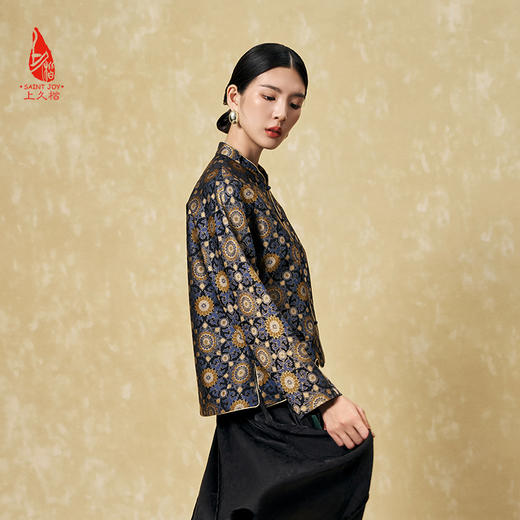 SAINTJOY/上久楷 女式宋锦外套 中式上衣 中国风 复古 大小团花纹花卉锦 CY1024207016 商品图4
