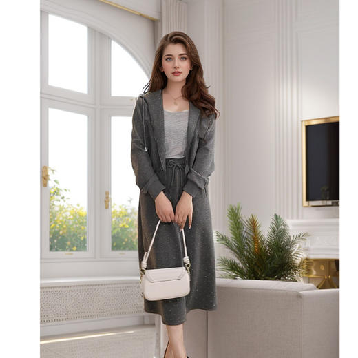 8/26奢姿大码女装2024秋冬减龄连帽设计休闲两件套胖妹妹炸街时尚套装9944960313 商品图2