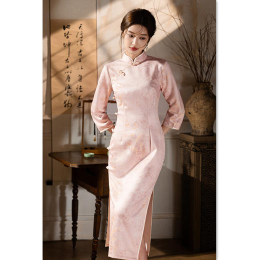 2024秋季新款年轻款麂皮绒优雅改良民国复古气质国潮新品旗袍SYK36105 商品图0