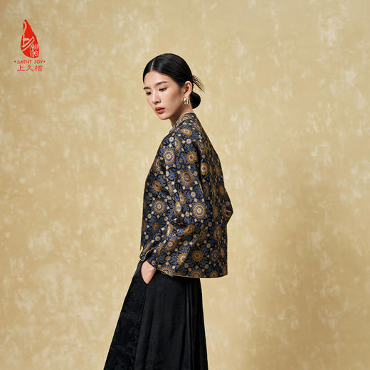SAINTJOY/上久楷 女式宋锦外套 中式上衣 中国风 复古 大小团花纹花卉锦 CY1024207016 商品图1