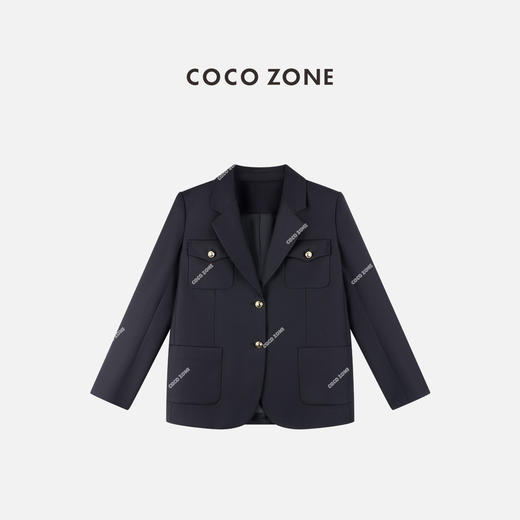 COCO ZONE 100绵羊毛学院风女士翻领西装外套CC1C1814 商品图0