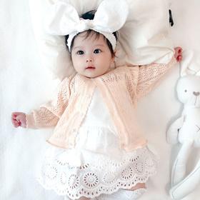 婴儿纯棉开衫外套薄韩版女宝宝公主镂空防晒空调衫夏小童春装