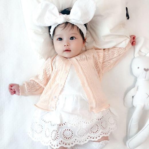 婴儿纯棉开衫外套薄韩版女宝宝公主镂空防晒空调衫夏小童春装 商品图0