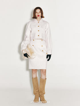 【温热拿铁】复古镂空花扣绵羊毛双面呢短外套