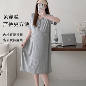 (不怕热)薄款产检裙哺乳睡裙莫代尔睡衣外穿孕期产后喂奶住院产房