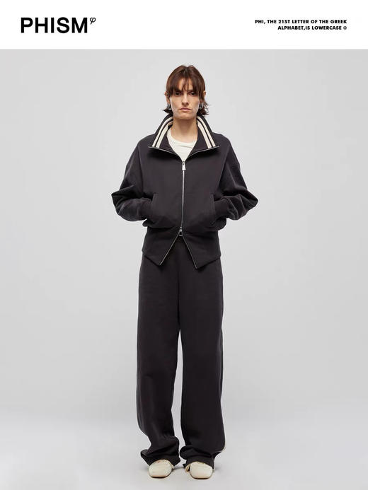 拼接条纹茧型阔腿裤 商品图1