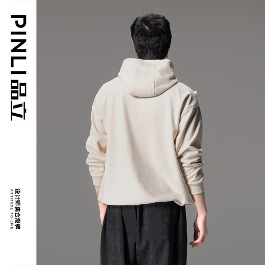 PINLI品立秋季新款流苏连帽套头卫衣男潮牌宽松休闲帽衫上衣B243109022 商品图4