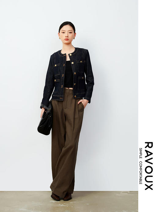 263169909翻脚边高腰长裤 商品图2